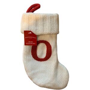 Wondershop Monogram Mini Christmas Stocking Initial O White Knit stocking
